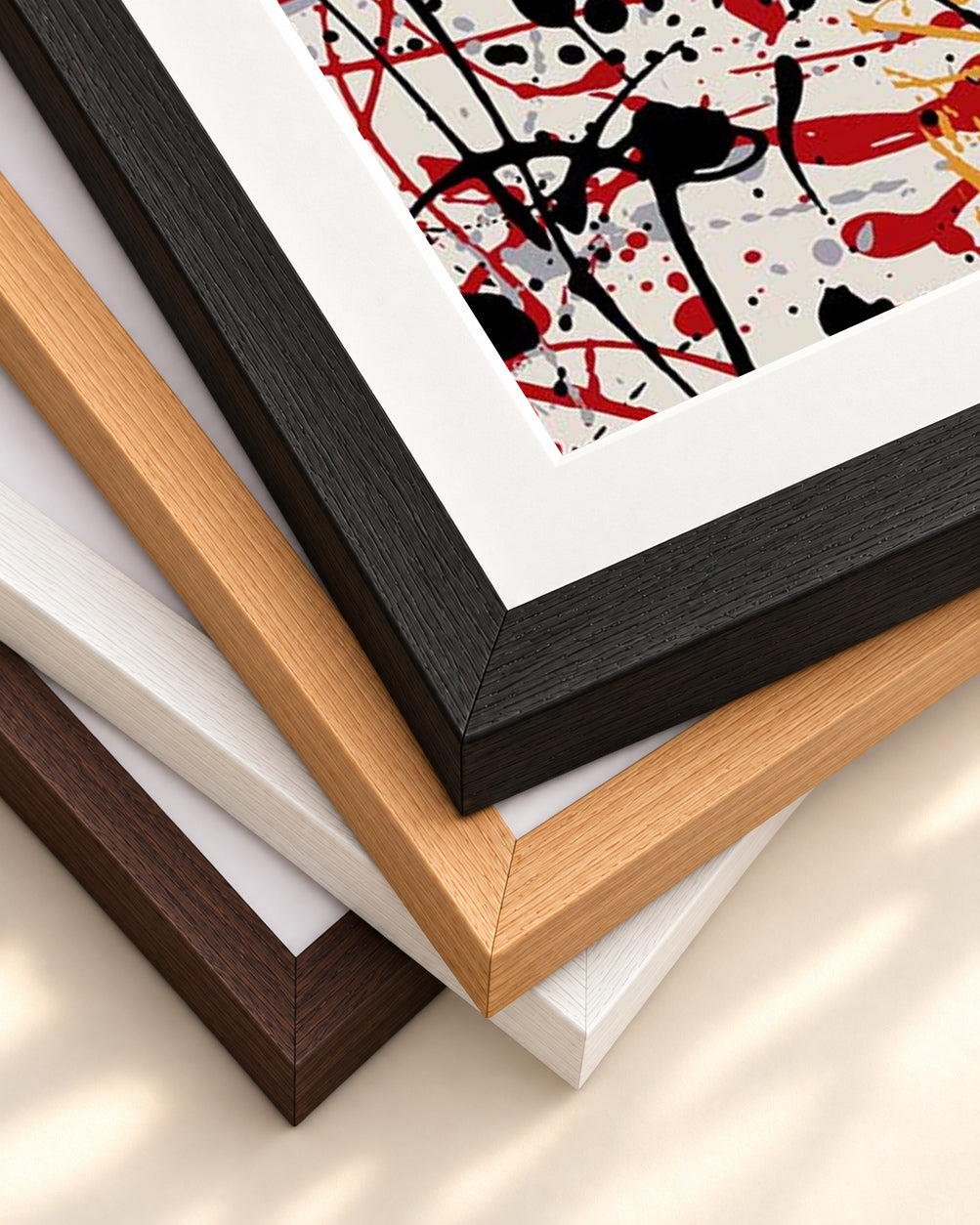 Homage To Pollock Art Print — framed print corner with 5 cm mount and bevel