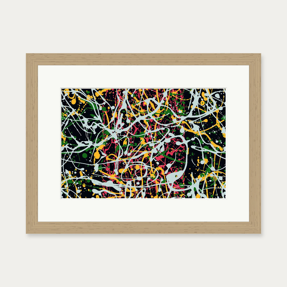 Homage To Pollock II Art Print — 30 x 40 cm — Oak Frame