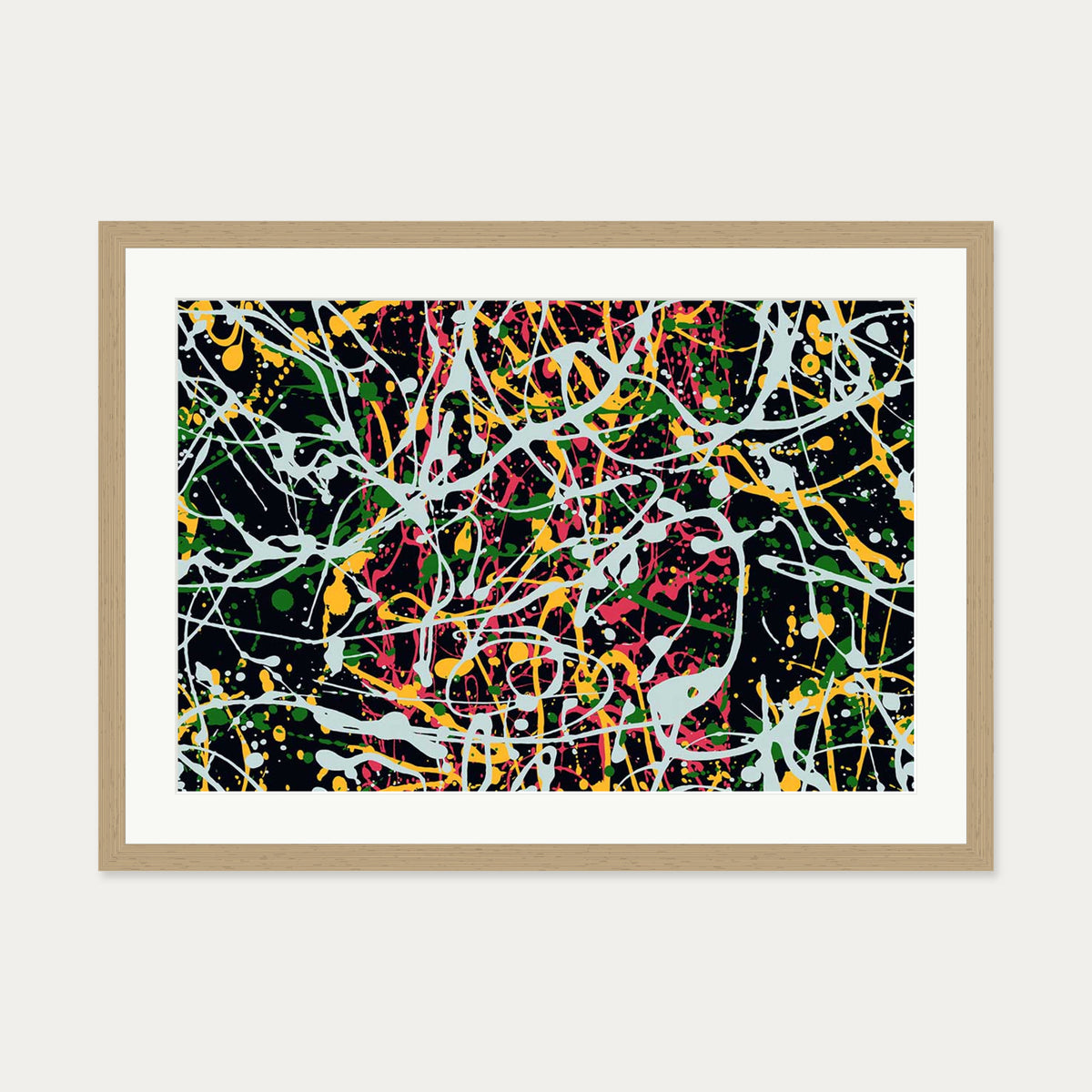 Homage To Pollock II Art Print — 50 x 70 cm — Oak Frame