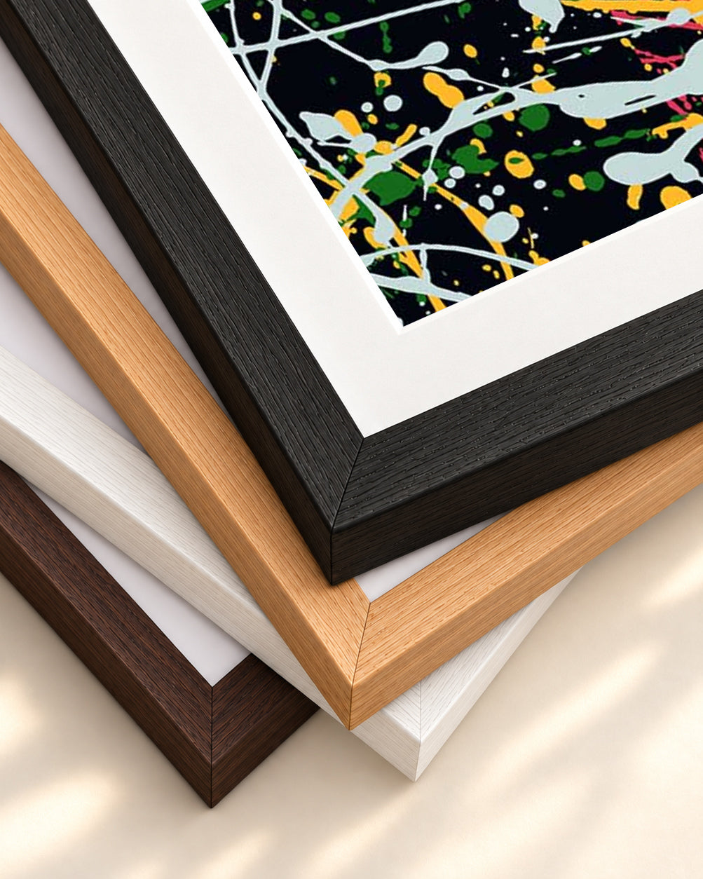 Homage To Pollock II Art Print — framed print corner with 5 cm mount and bevel