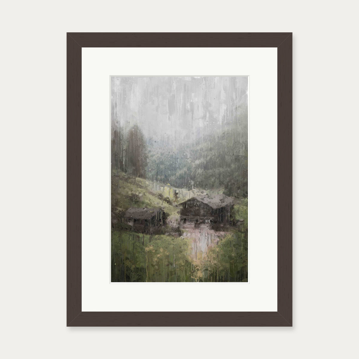 House On The Hill Art Print — 30 x 40 cm — Brown Frame