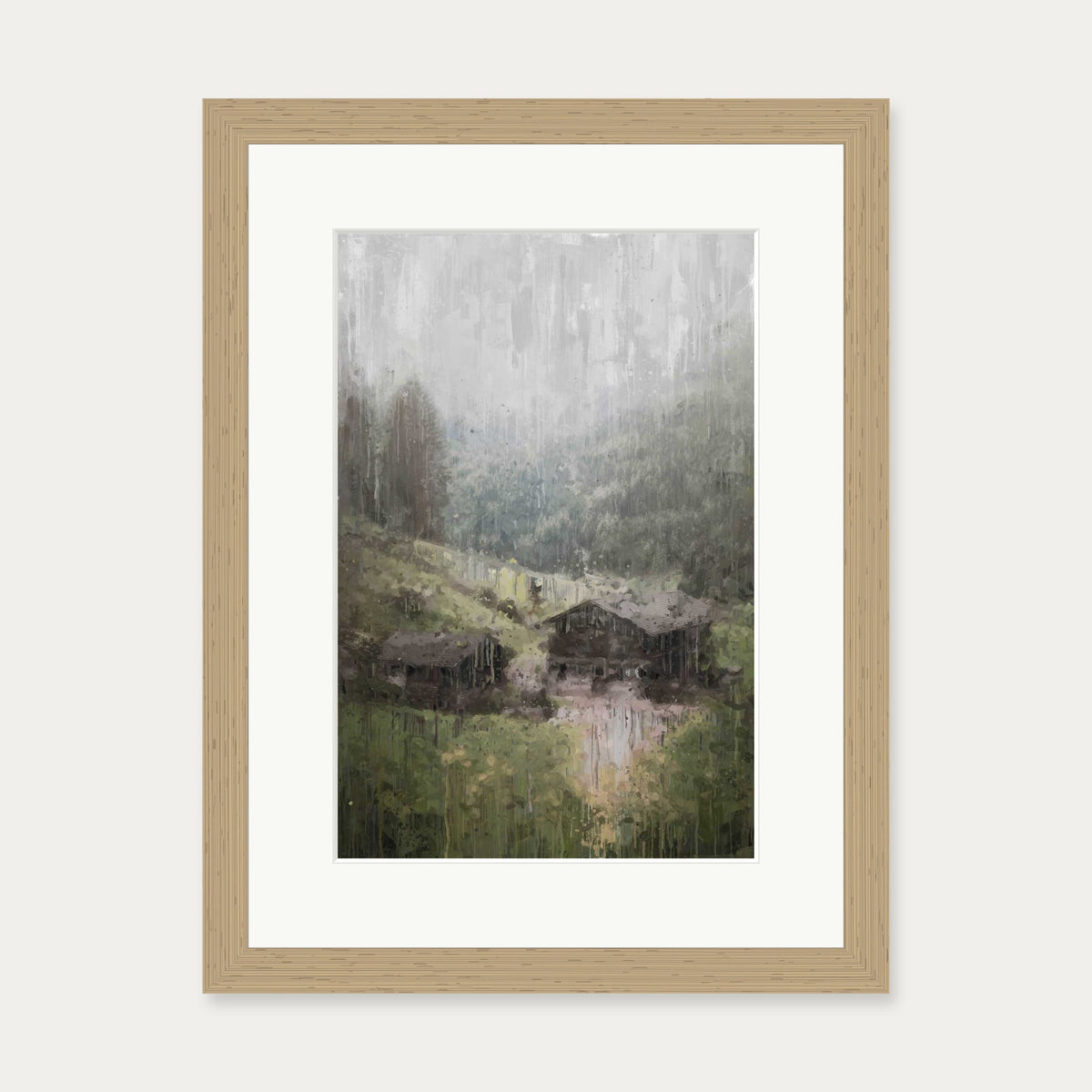 House On The Hill Art Print — 30 x 40 cm — Oak Frame
