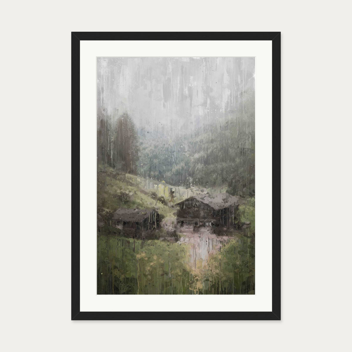 House On The Hill Art Print — 50 x 70 cm — Black Frame