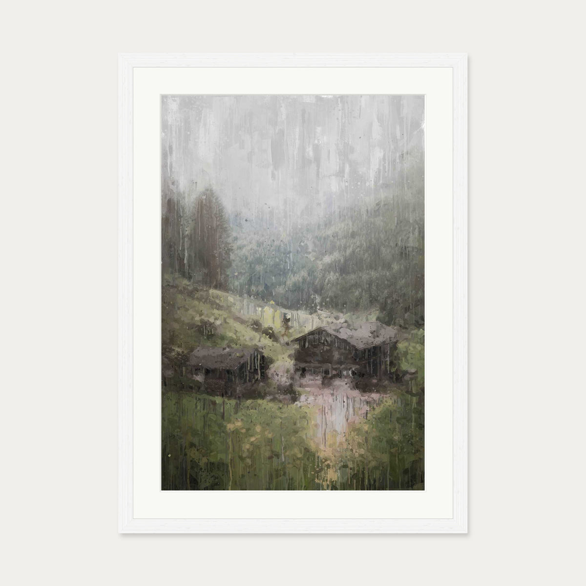 House On The Hill Art Print — 50 x 70 cm — White Frame