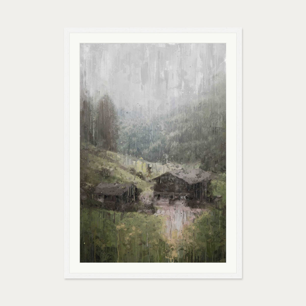 House On The Hill Art Print — 70 x 100 cm — White Frame