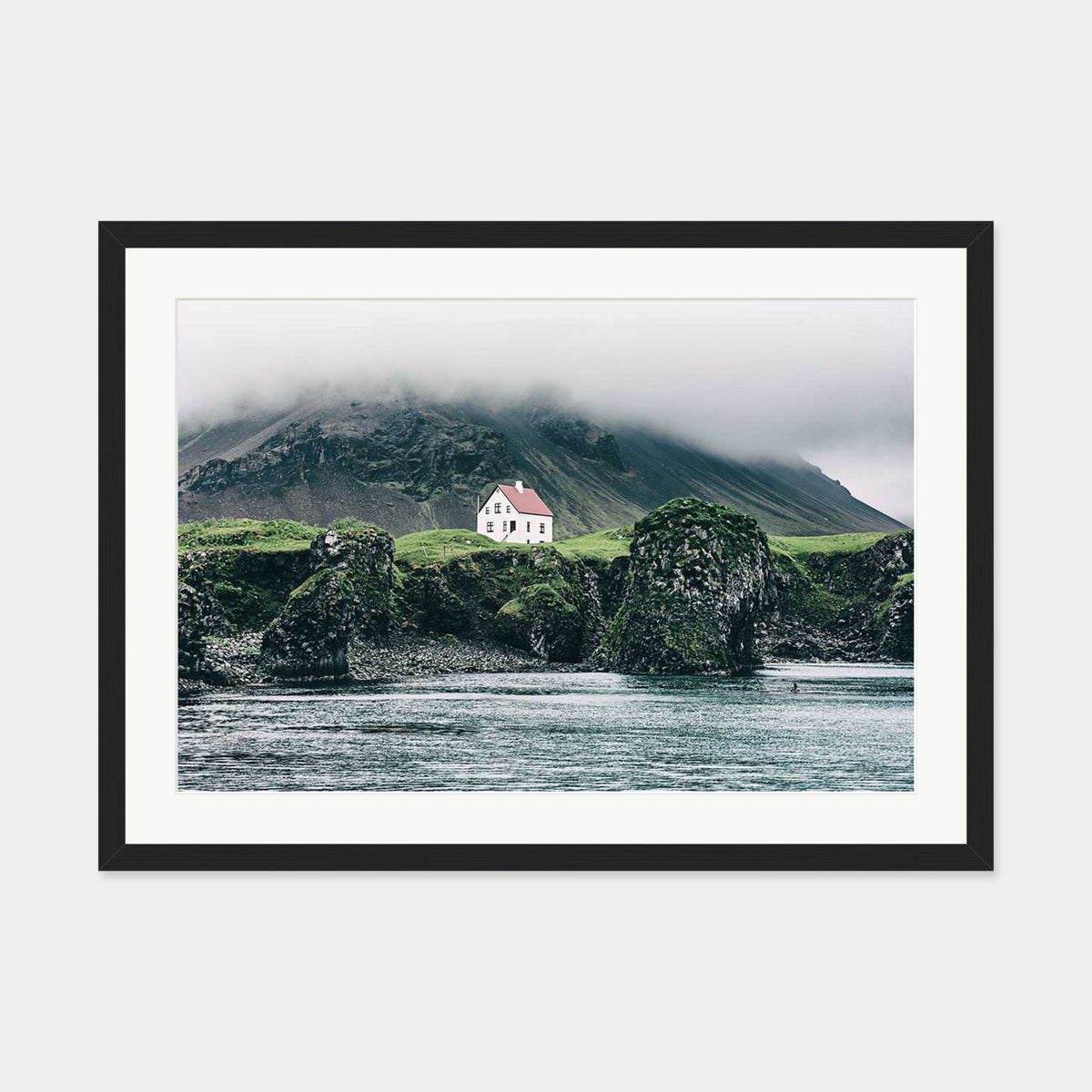 House On The Shore Wall Art Print — 50 x 70 cm — Black Frame