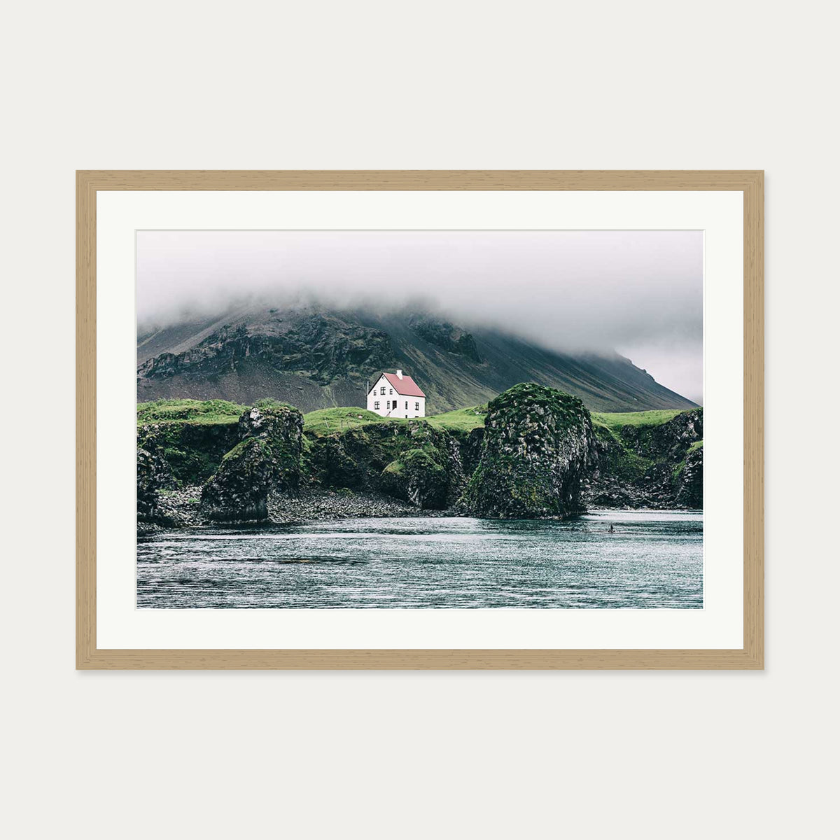 House On The Shore Wall Art Print — 50 x 70 cm — Oak Frame