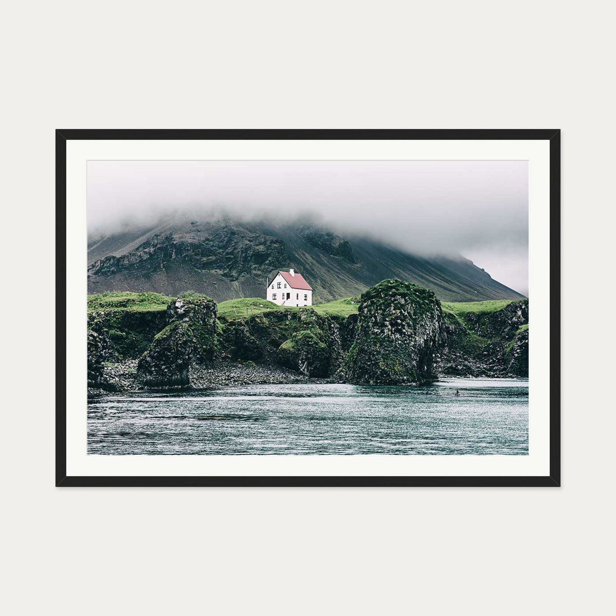House On The Shore Wall Art Print — 70 x 100 cm — Black Frame