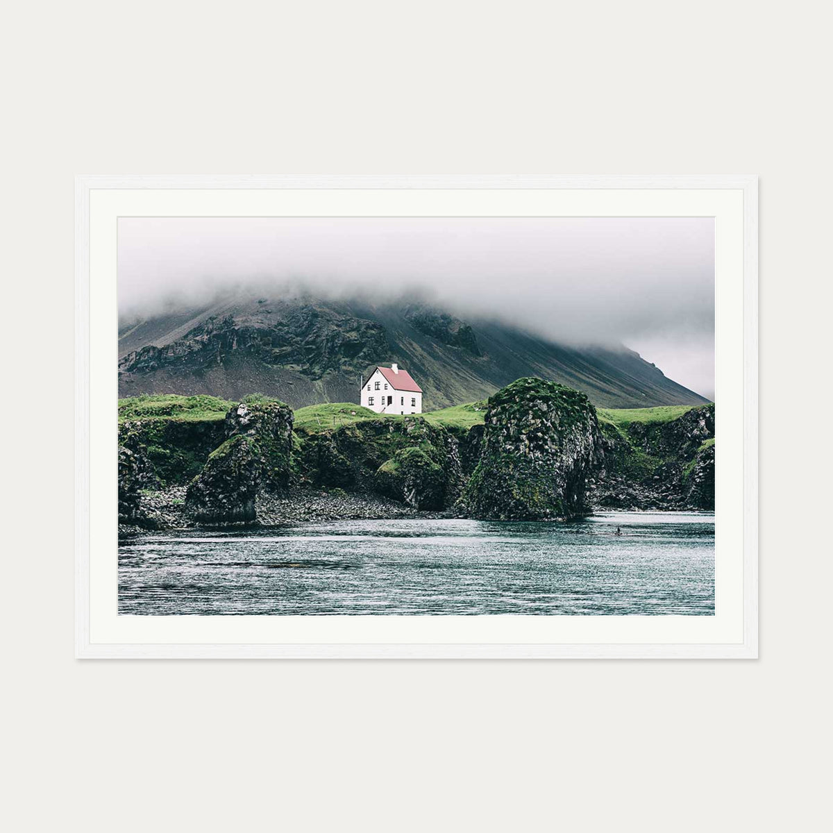 House On The Shore Wall Art Print — 70 x 100 cm — White Frame
