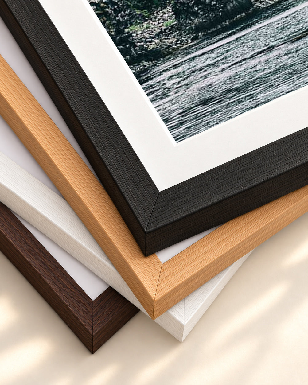 House On The Shore Wall Art Print — framed print corner with 5 cm mount and bevel
