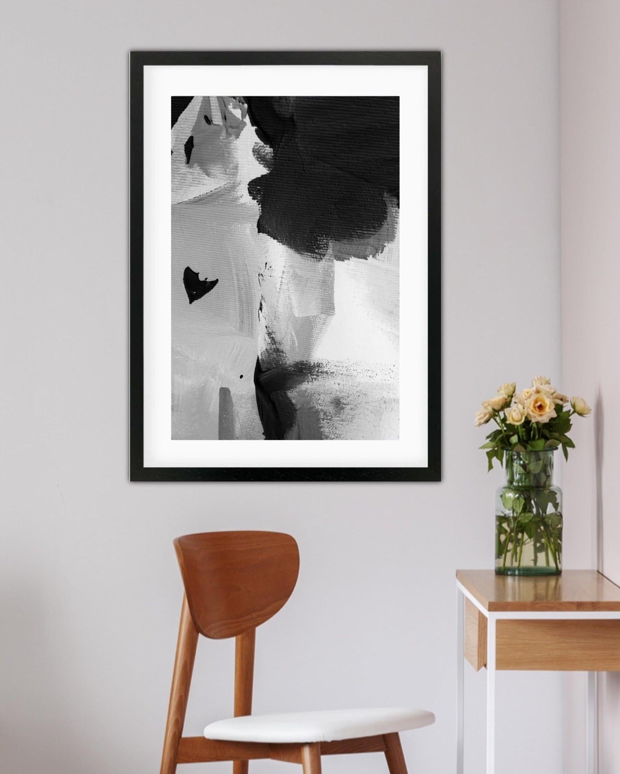 Mono Brush Strokes Framed Print-framed-Wall Art Print-Abstract House