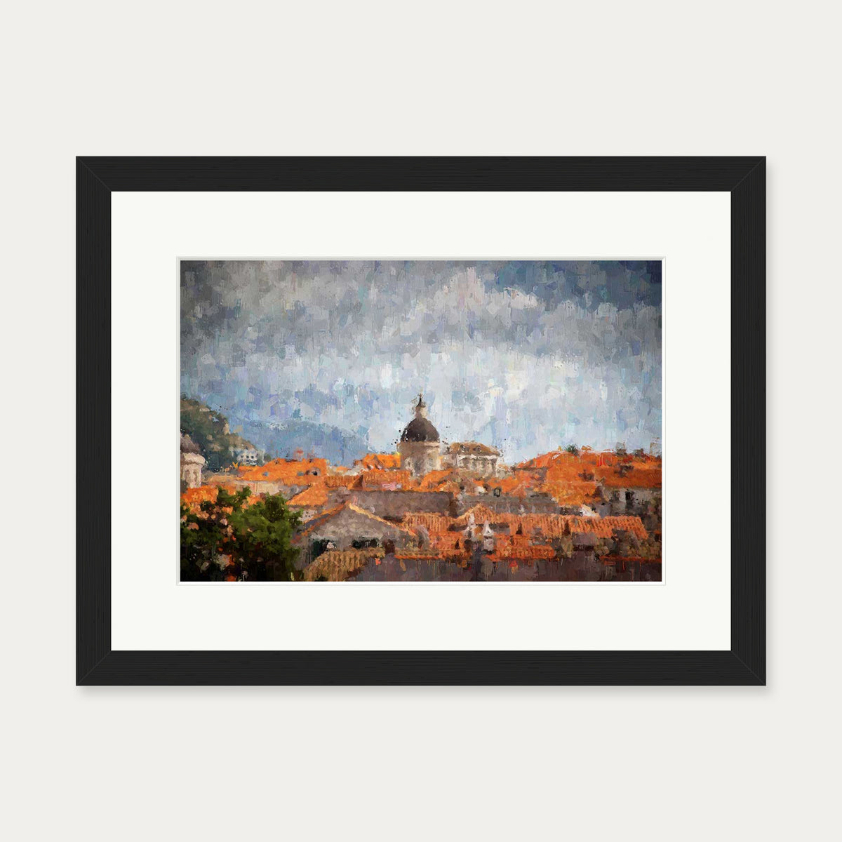 Impressionist Florence Rooftops Art Print — 30 x 40 cm — Black Frame
