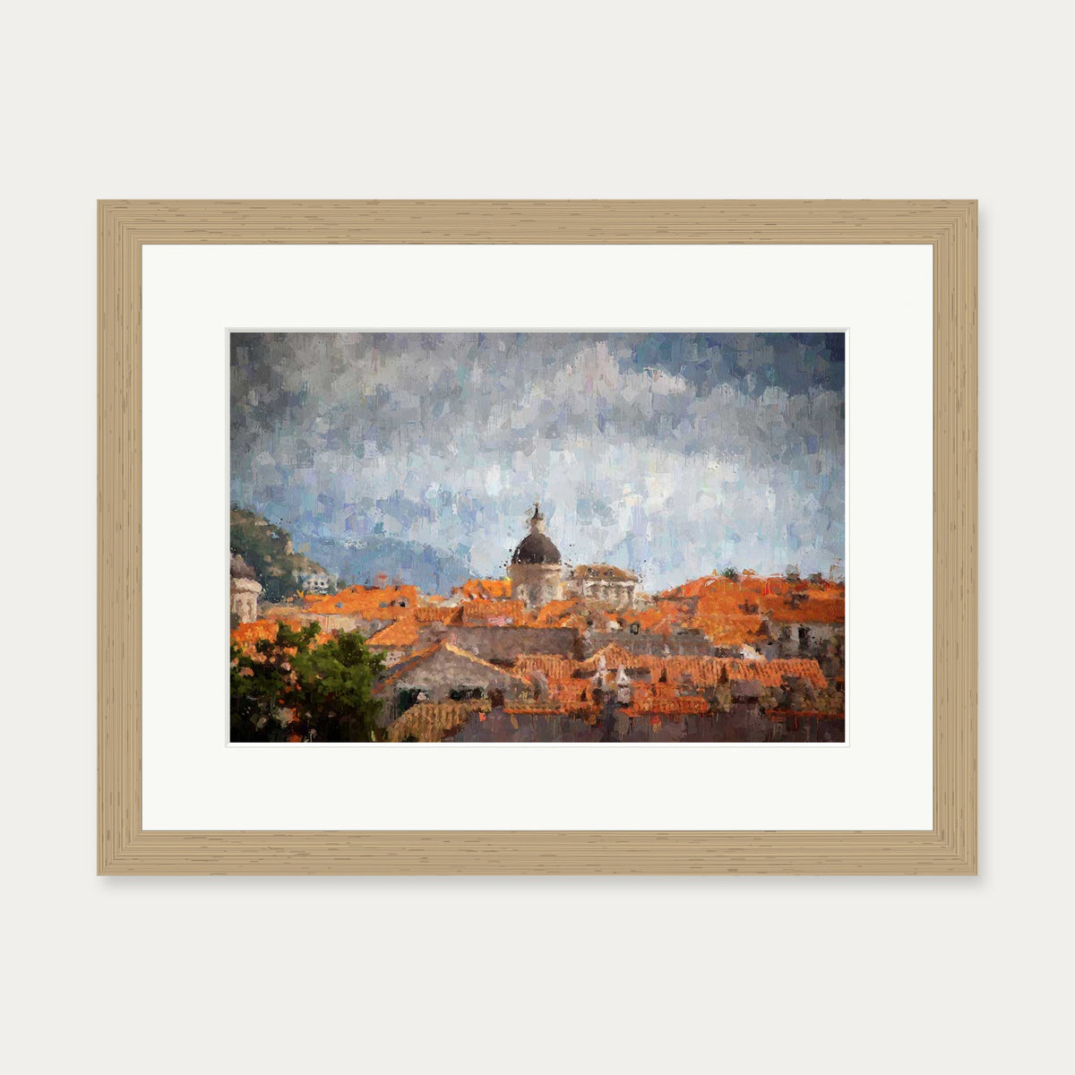 Impressionist Florence Rooftops Art Print — 30 x 40 cm — Oak Frame