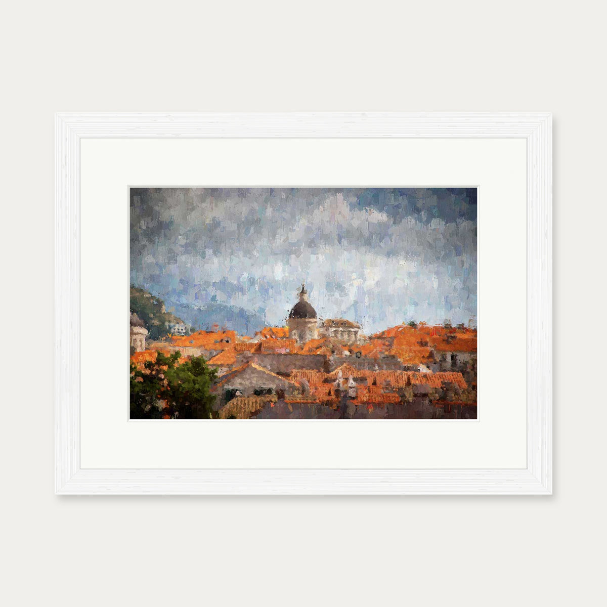 Impressionist Florence Rooftops Art Print — 30 x 40 cm — White Frame