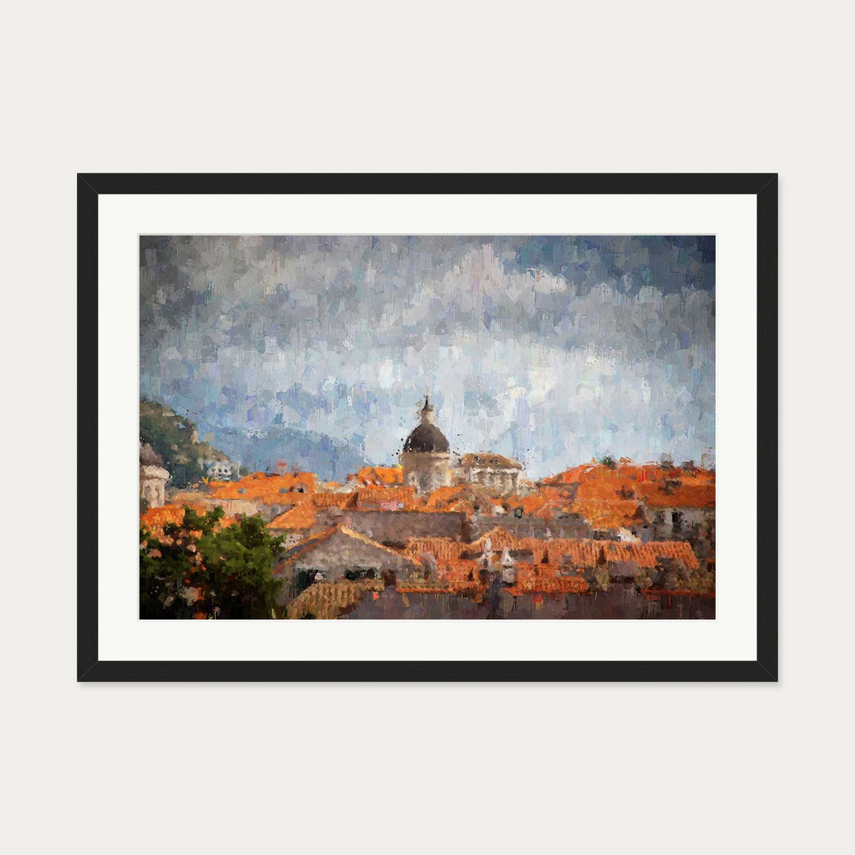 Impressionist Florence Rooftops Art Print — 50 x 70 cm — Black Frame