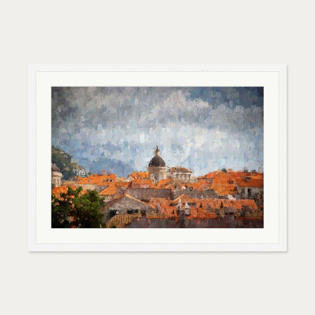 Impressionist Florence Rooftops Art Print — 50 x 70 cm — White Frame