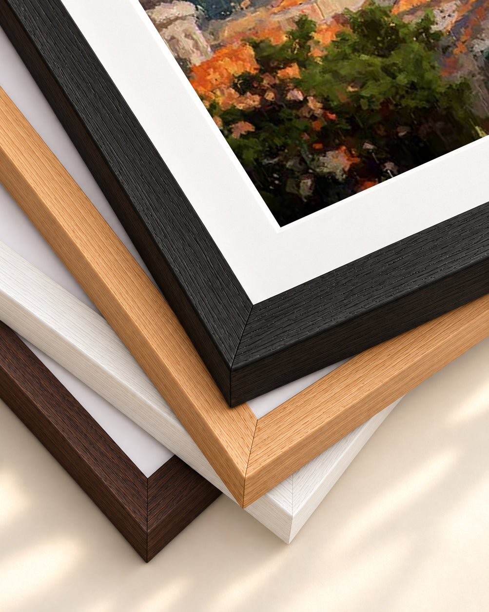 Impressionist Florence Rooftops Art Print — framed print corner with 5 cm mount and bevel