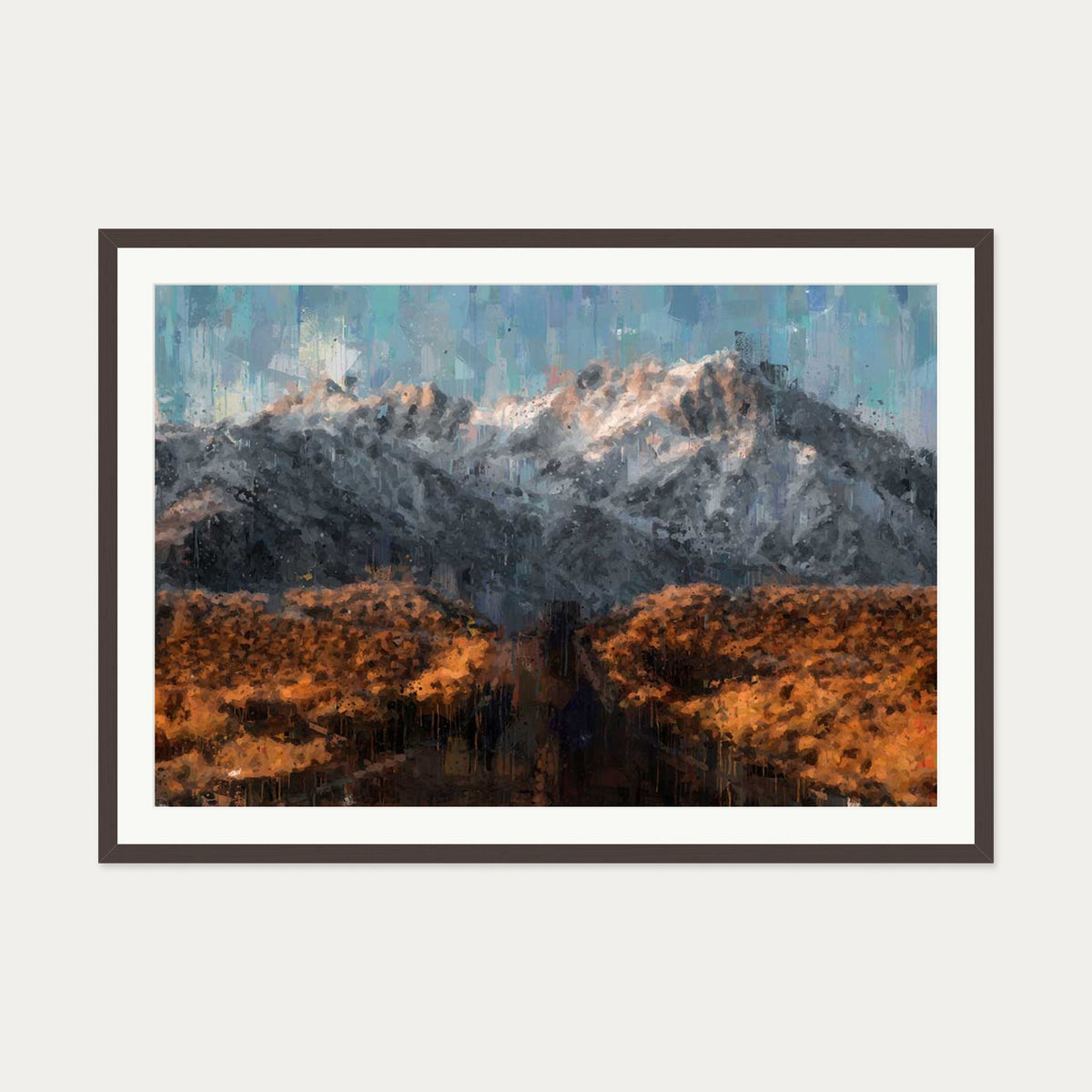 Impressionist Landscape Art Print — 70 x 100 cm — Brown Frame