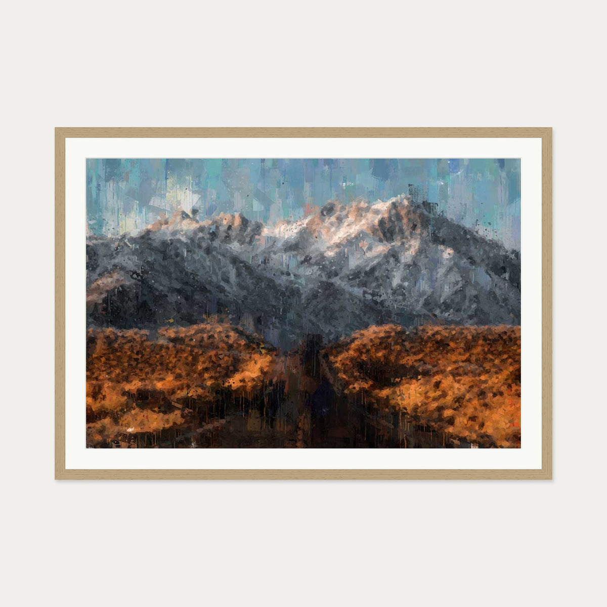 Impressionist Landscape Art Print — 70 x 100 cm — Oak Frame