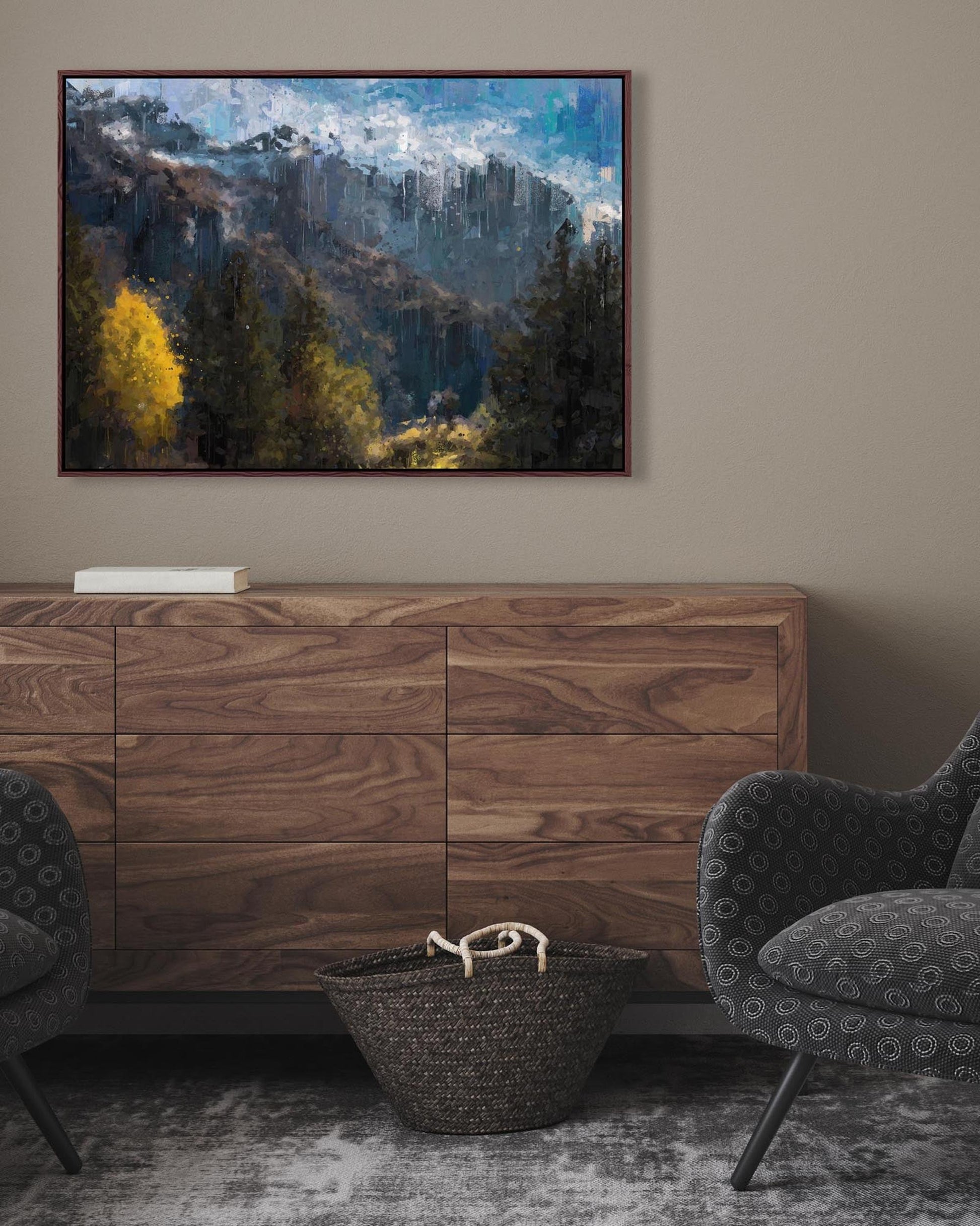 Beyond The Valley Framed Canvas-Abstract House