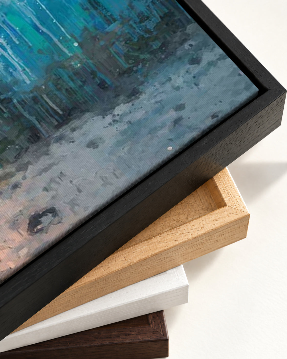 Impressionist Landscape Canvas Art — framed canvas corner and wrapped canvas detail