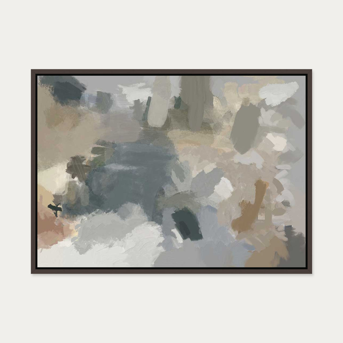 Impressionist Neutral Mood Canvas Art — 50 x 70 cm — Brown Frame