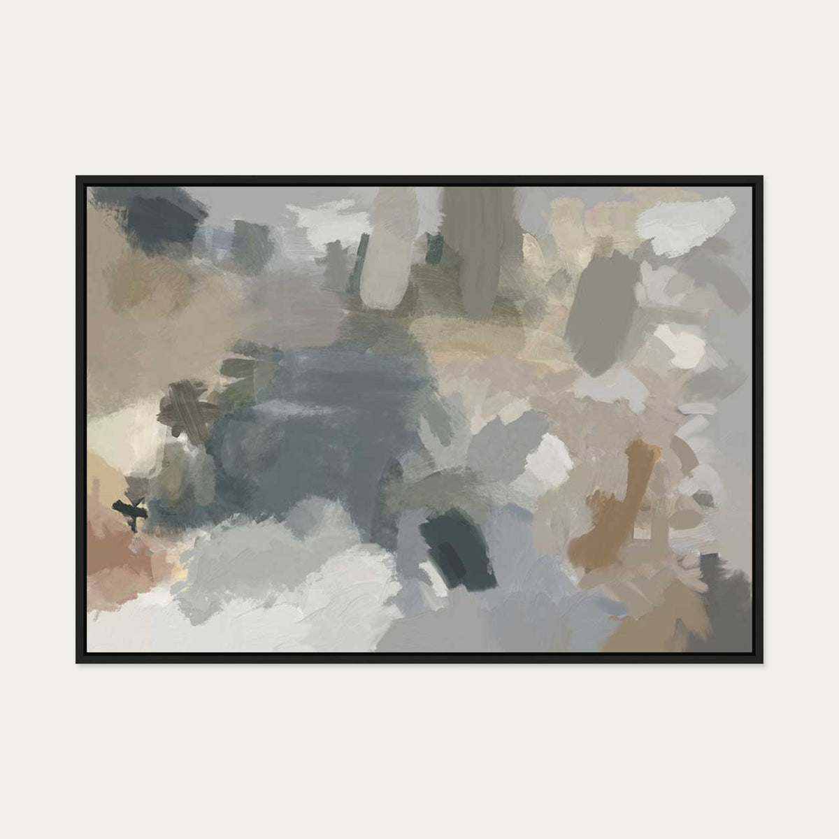 Impressionist Neutral Mood Canvas Art — 70 x 100 cm — Black Frame