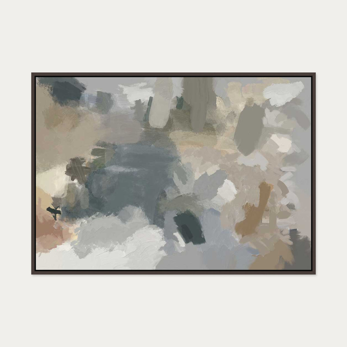 Impressionist Neutral Mood Canvas Art — 70 x 100 cm — Brown Frame