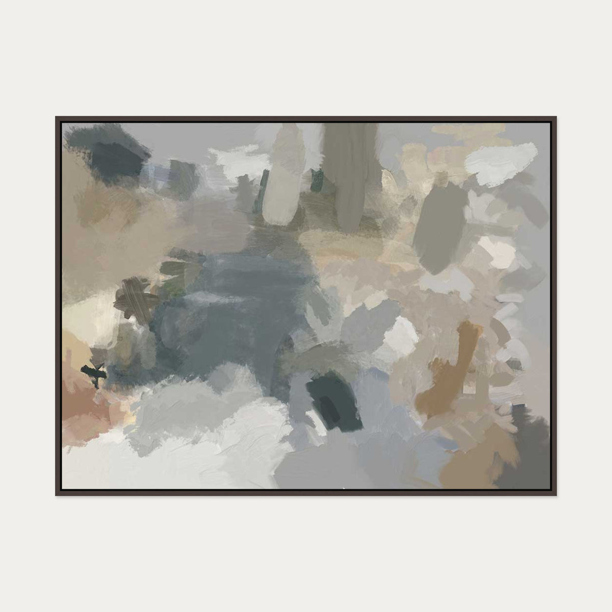 Impressionist Neutral Mood Canvas Art — 90 x 120 cm — Brown Frame