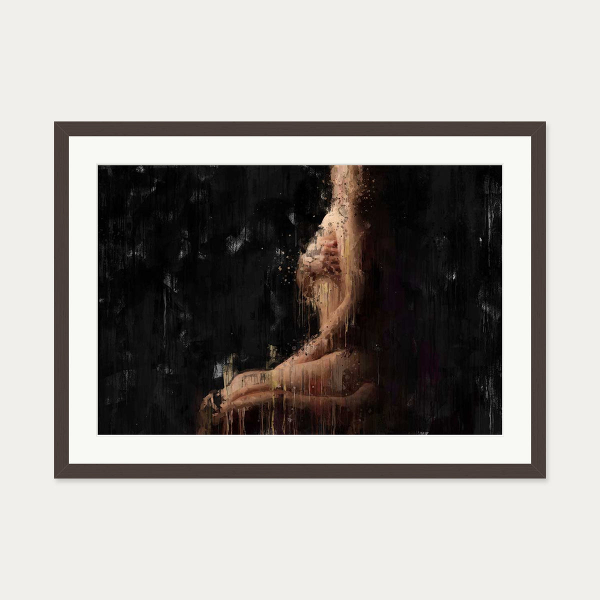 Impressionist Nude Art Print — 50 x 70 cm — Brown Frame