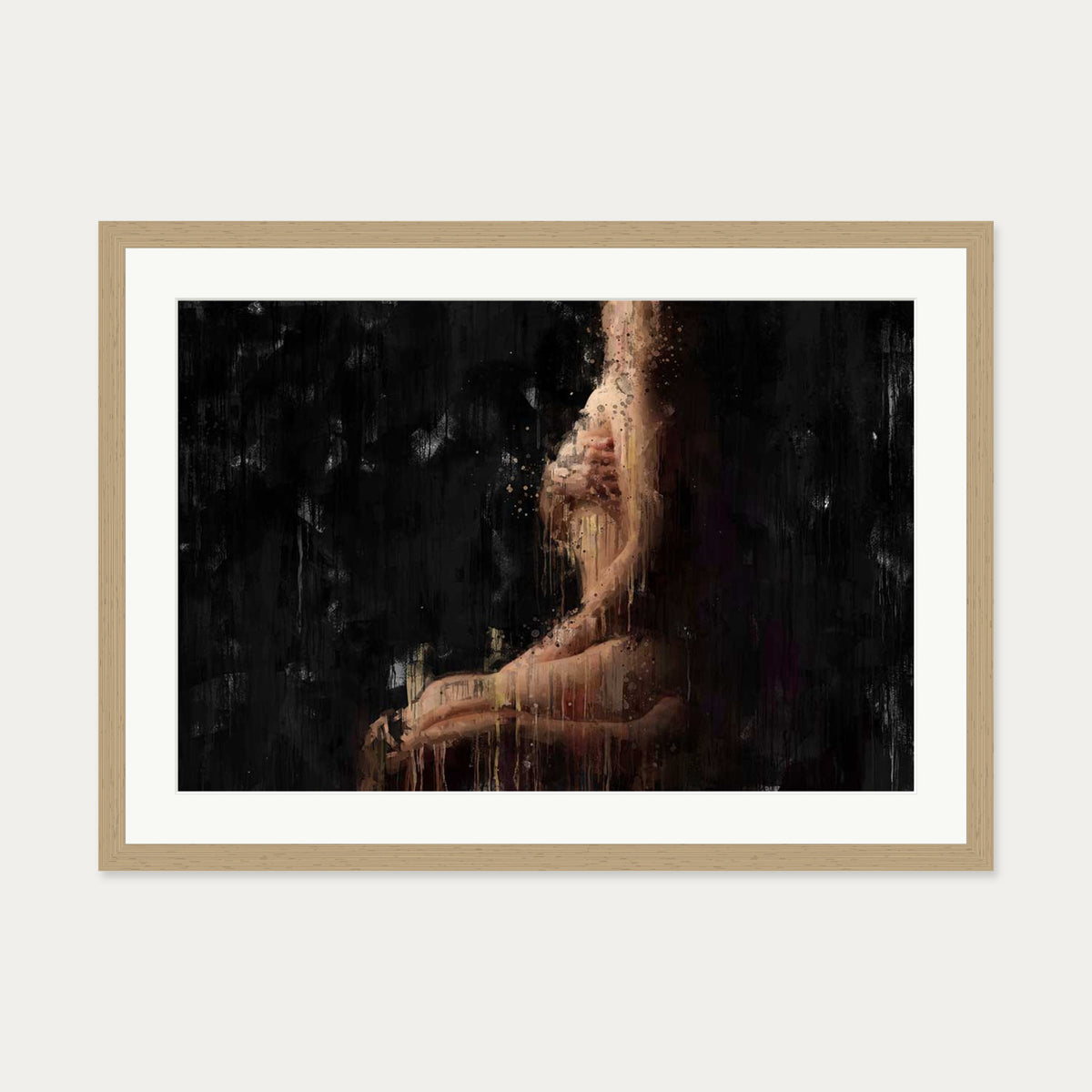 Impressionist Nude Art Print — 50 x 70 cm — Oak Frame