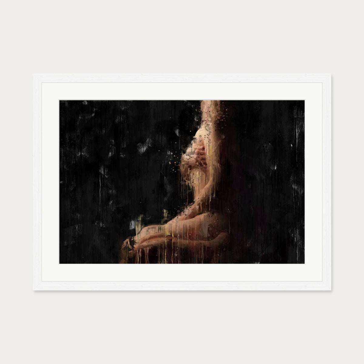 Impressionist Nude Art Print — 50 x 70 cm — White Frame