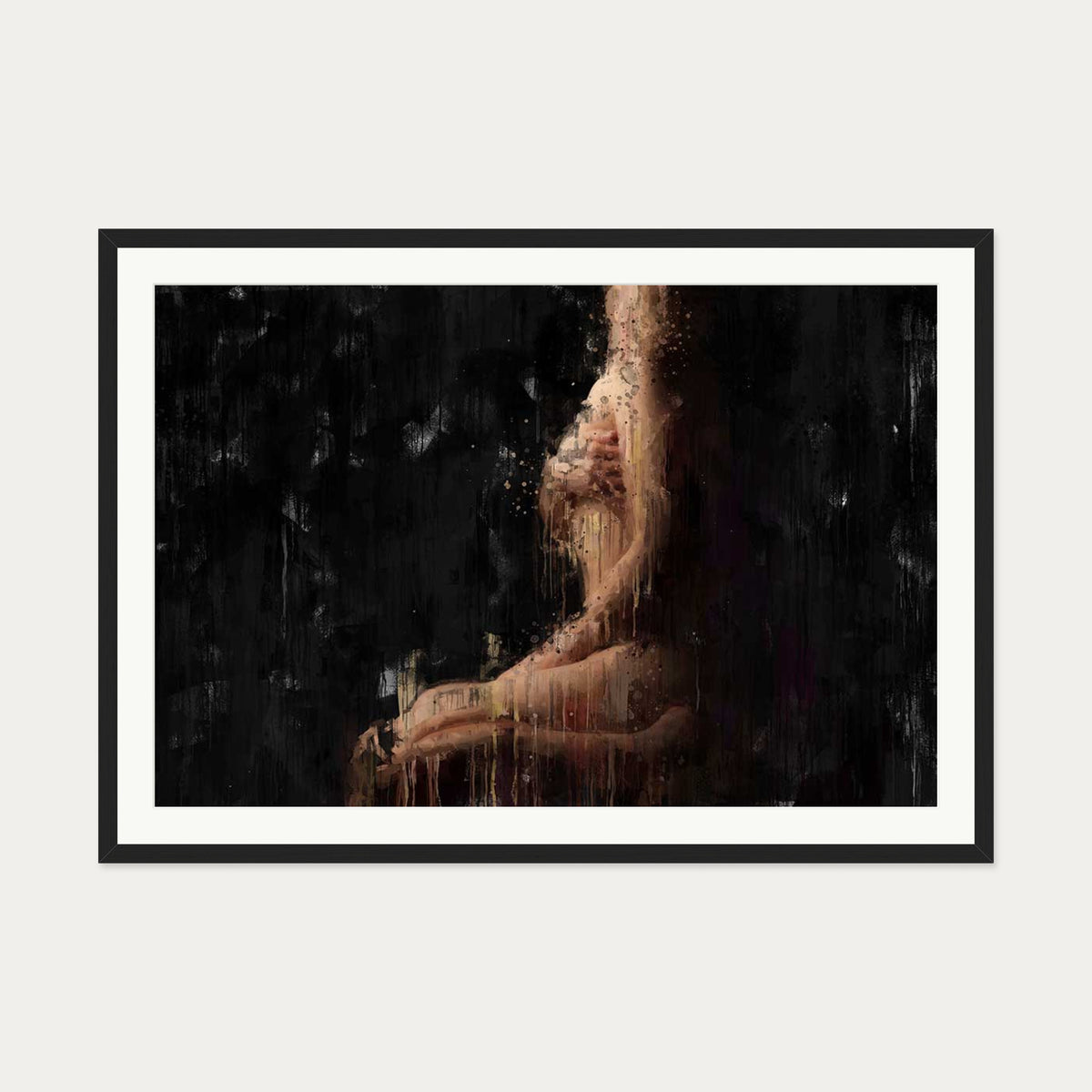 Impressionist Nude Art Print — 70 x 100 cm — Black Frame