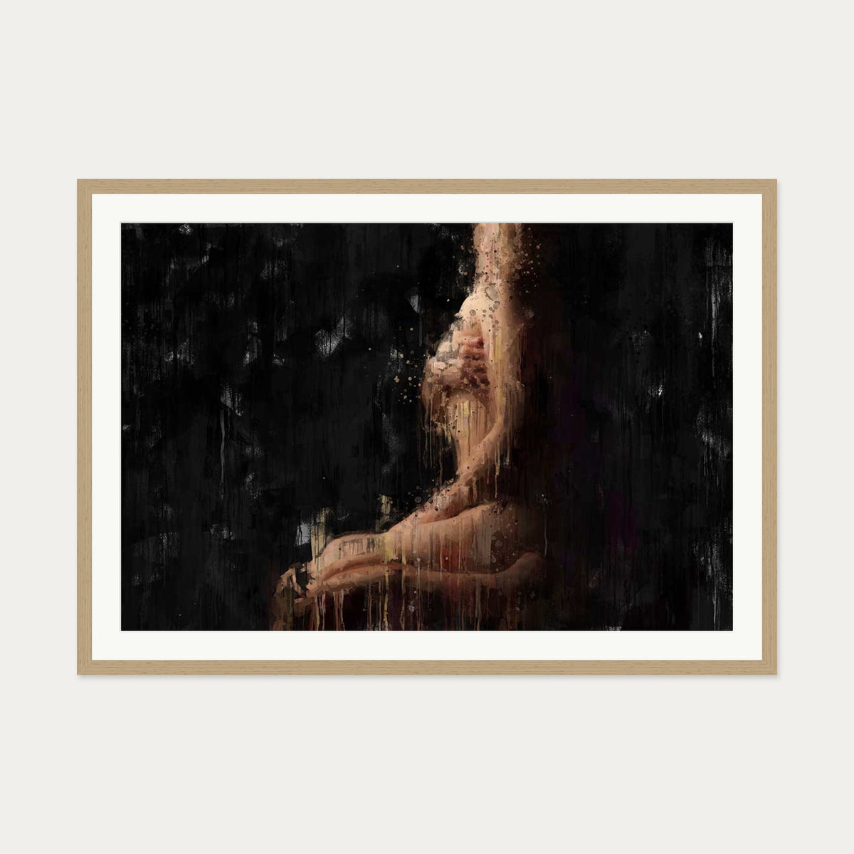 Impressionist Nude Art Print — 70 x 100 cm — Oak Frame