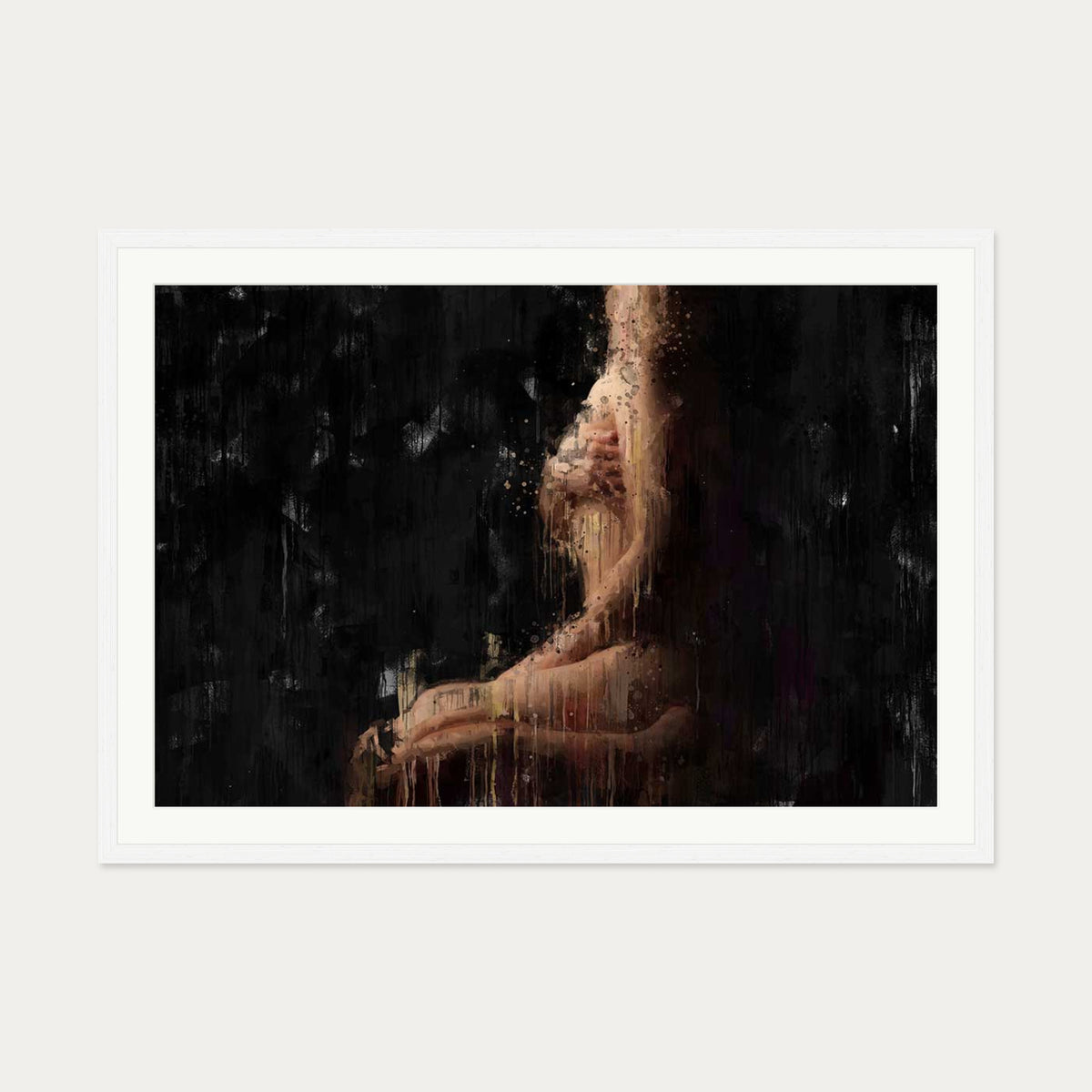 Impressionist Nude Art Print — 70 x 100 cm — White Frame