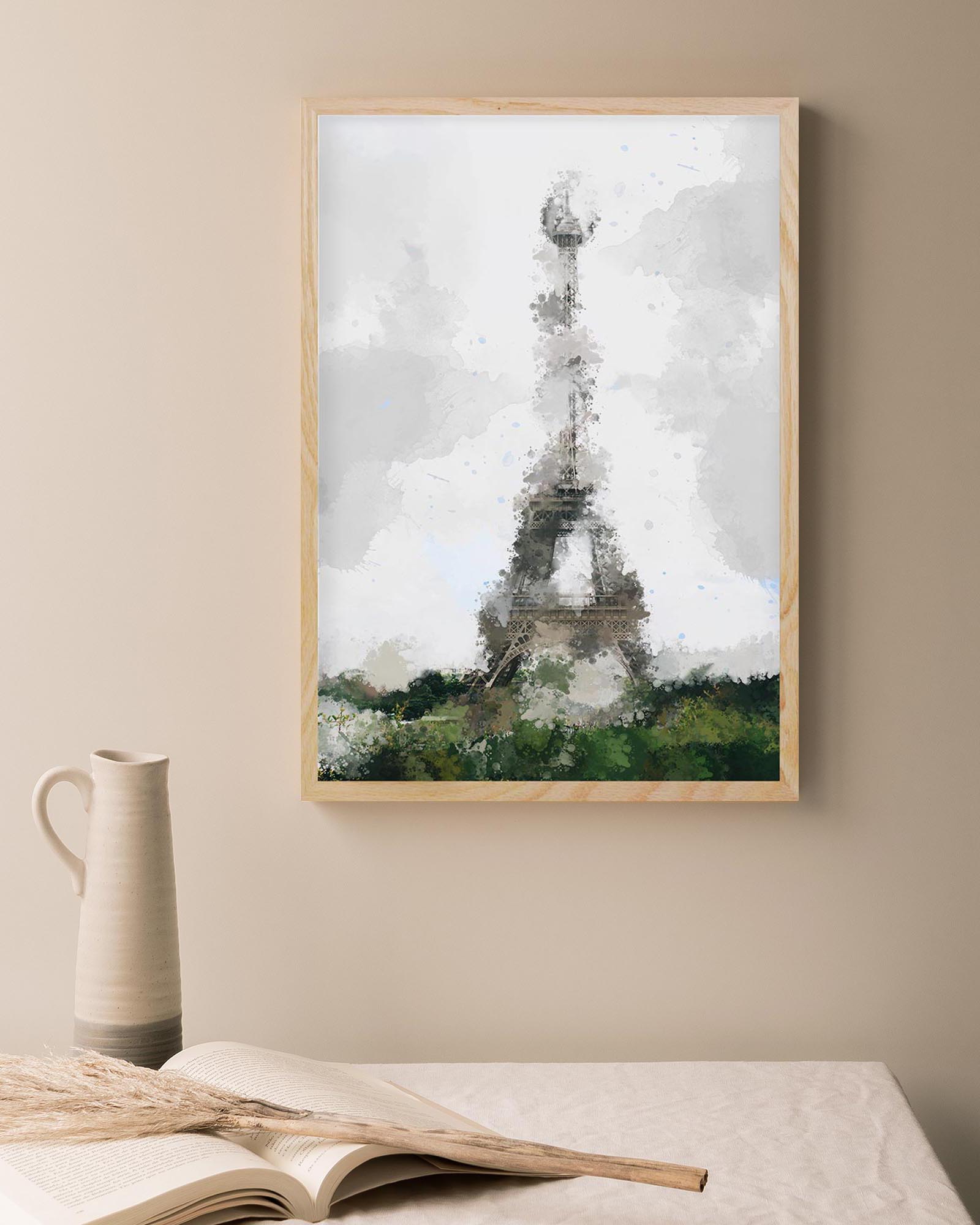 impressionist painting of Eiffel Tower framed on a wall 