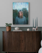 Woman Standing Portrait Painting Framed Canvas-Abstract House