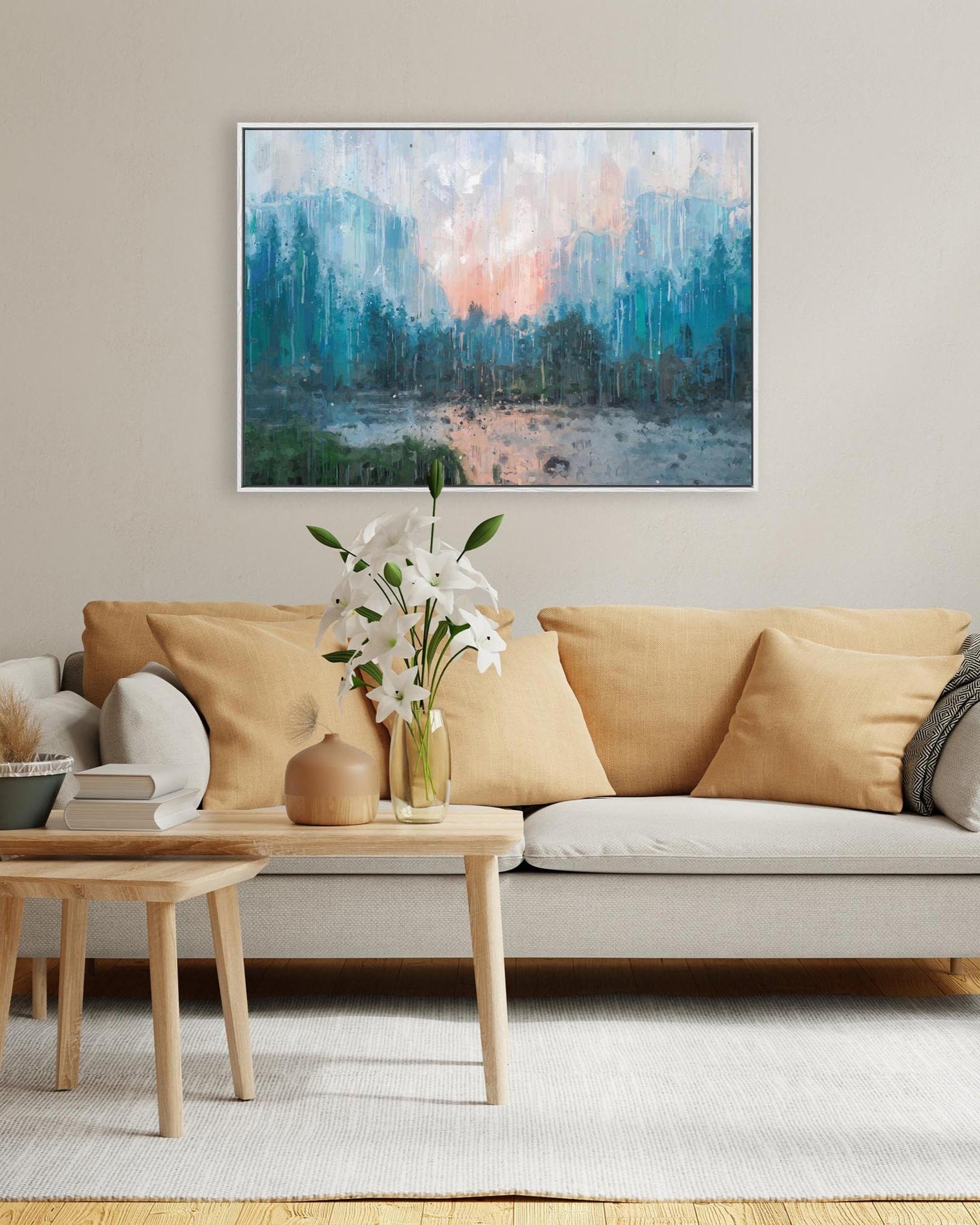 Impressionist Landscape Painting Framed Canvas-Abstract House