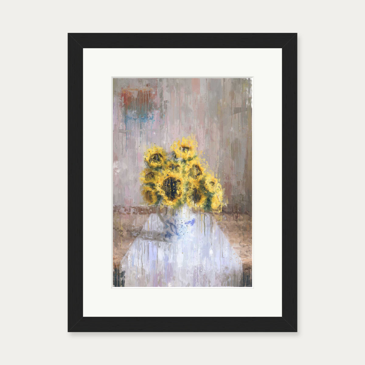 Impressionist Sunflowers In A Vase Art Print — 30 x 40 cm — Black Frame