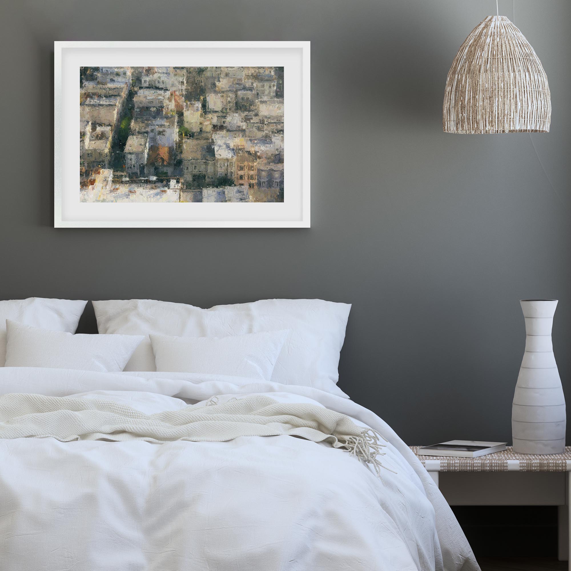 Impressionist City Rooftops Framed Art