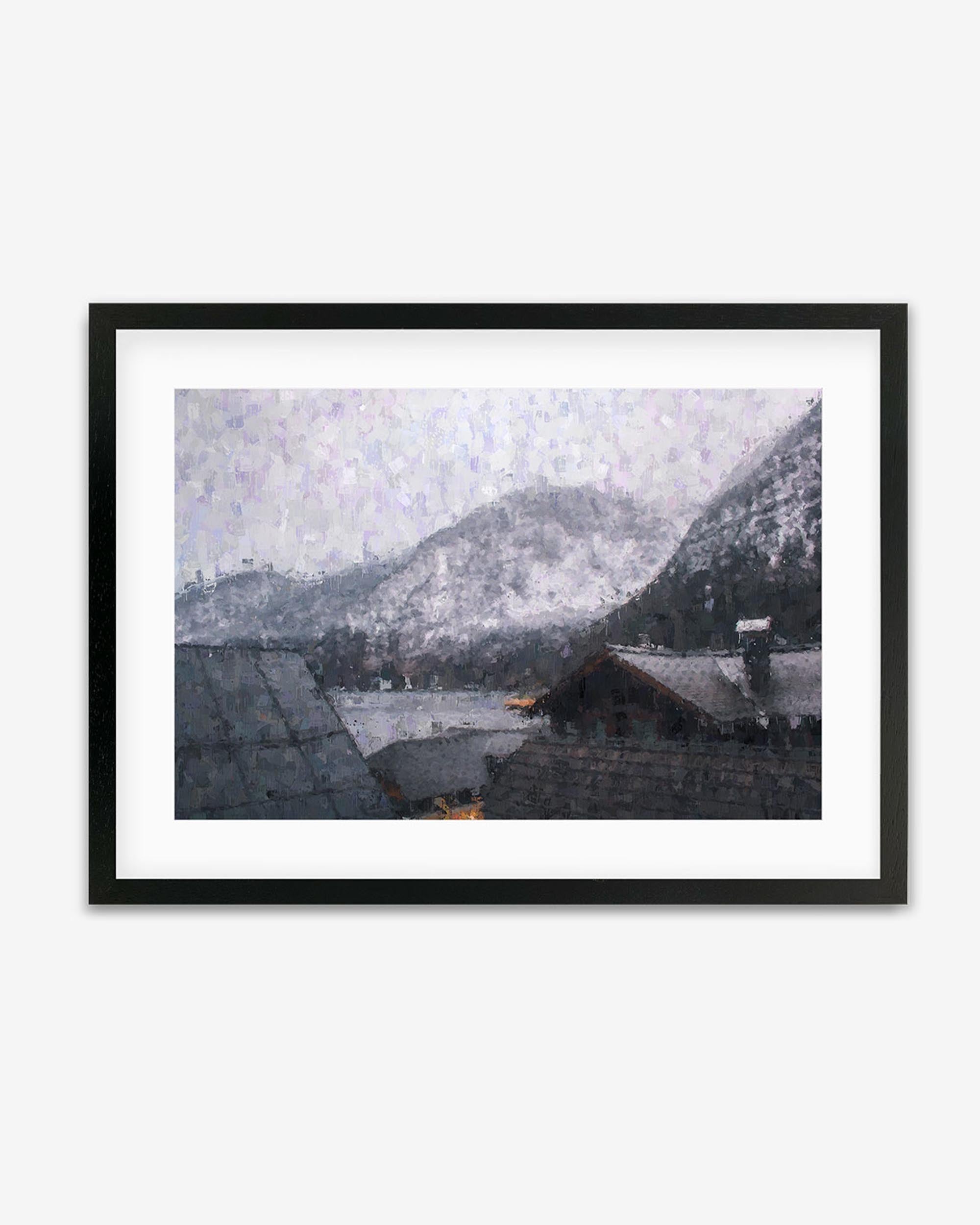 Grey Snow Mountain Impressionist Framed Art