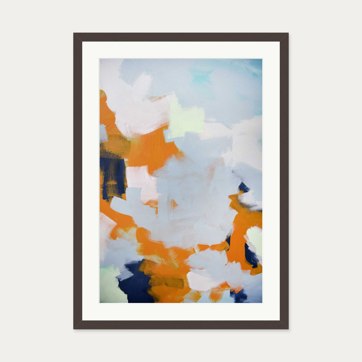 Infinity Abstract Clouds Art Print — 50 x 70 cm — Brown Frame
