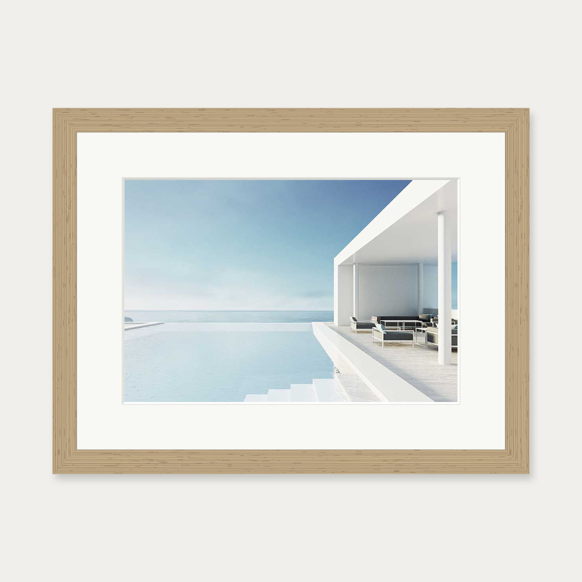 Infinity Pool Wall Art Print — 30 x 40 cm — Oak Frame