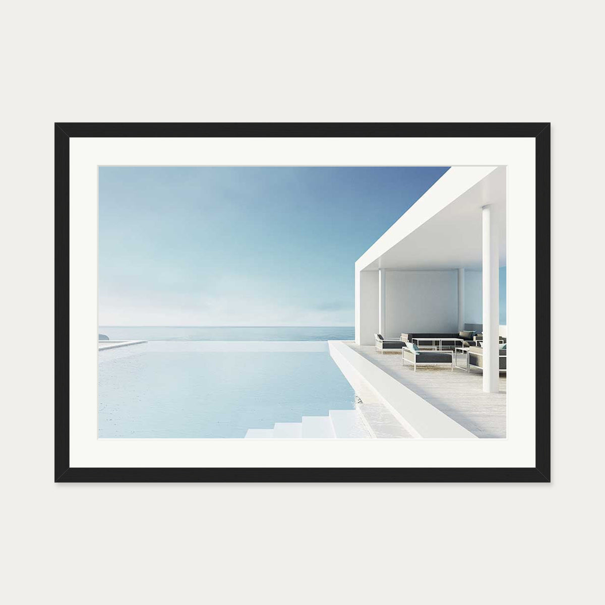 Infinity Pool Wall Art Print — 50 x 70 cm — Black Frame
