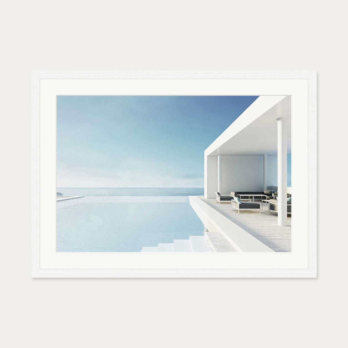 Infinity Pool Wall Art Print — 50 x 70 cm — White Frame