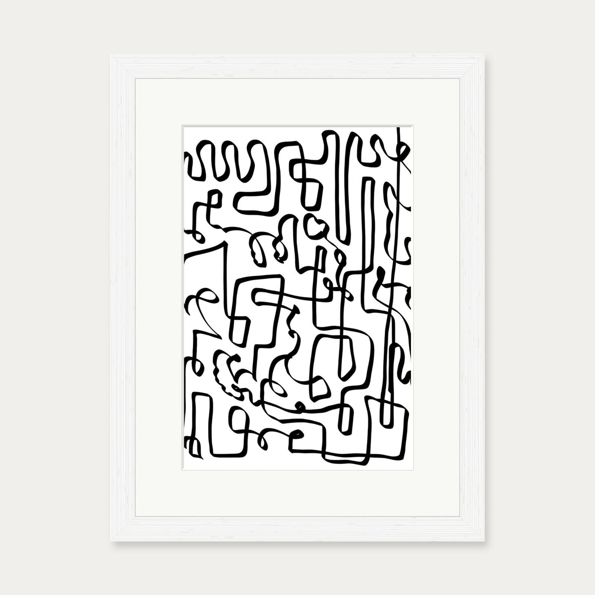 Into the Maze Abstract Art Print — 30 x 40 cm — White Frame