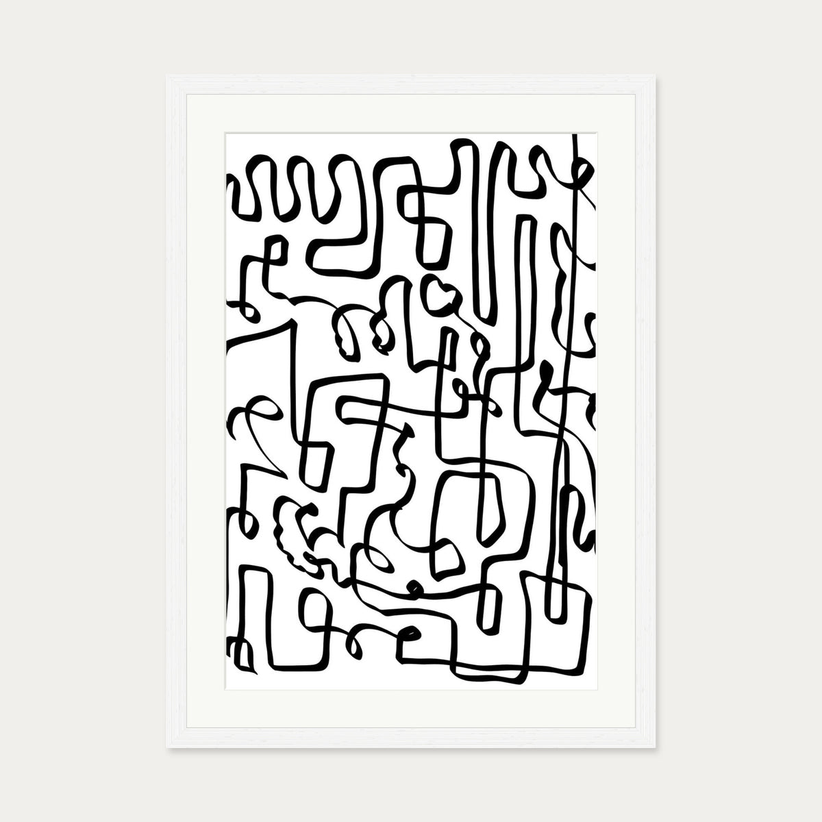 Into the Maze Abstract Art Print — 50 x 70 cm — White Frame