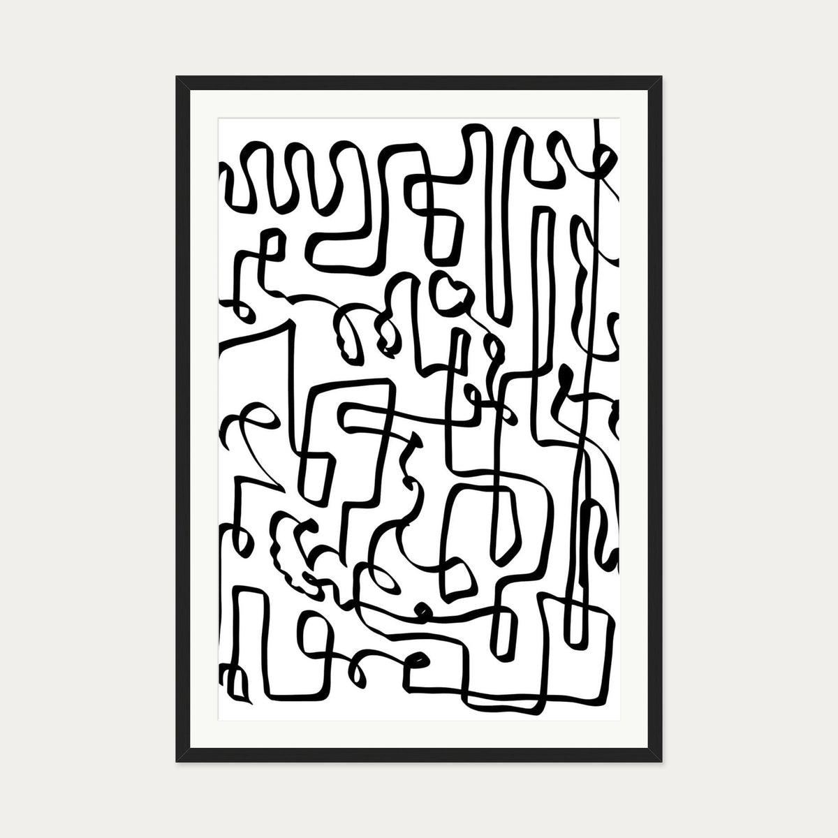Into the Maze Abstract Art Print — 70 x 100 cm — Black Frame