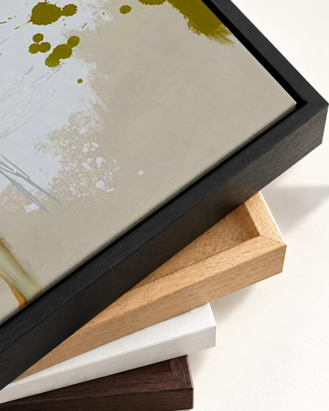 Japandi Illustrated Canvas Art — framed canvas corner and wrapped canvas detail