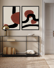 minimal abstract framed wall art prints in hallway 